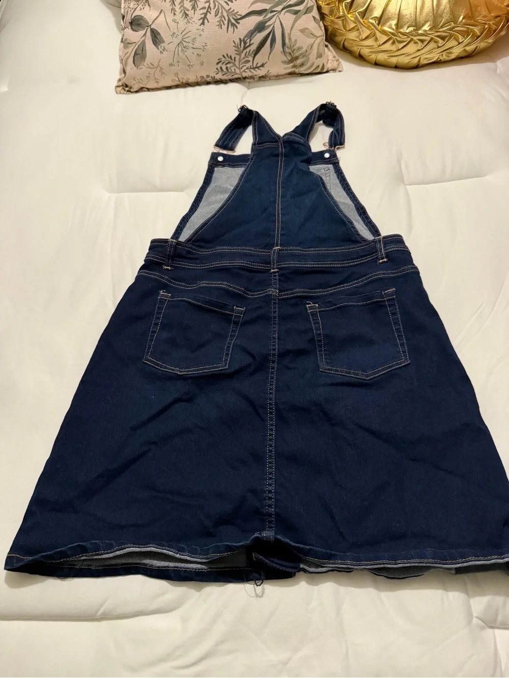 wonder nation Dark Blue Denim Overall Dress with Front Buttons
